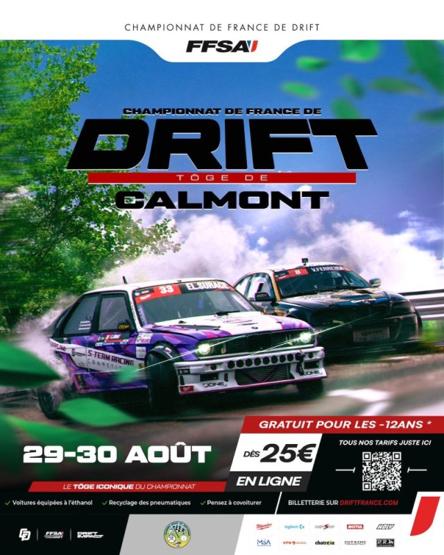 Championnat de France de Drift FFSA à Calmont (29-30 août 2026)