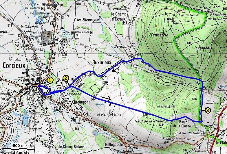 Randonnée : Circuit pédestre - Le Bas de la Cloche - Ruxurieux
