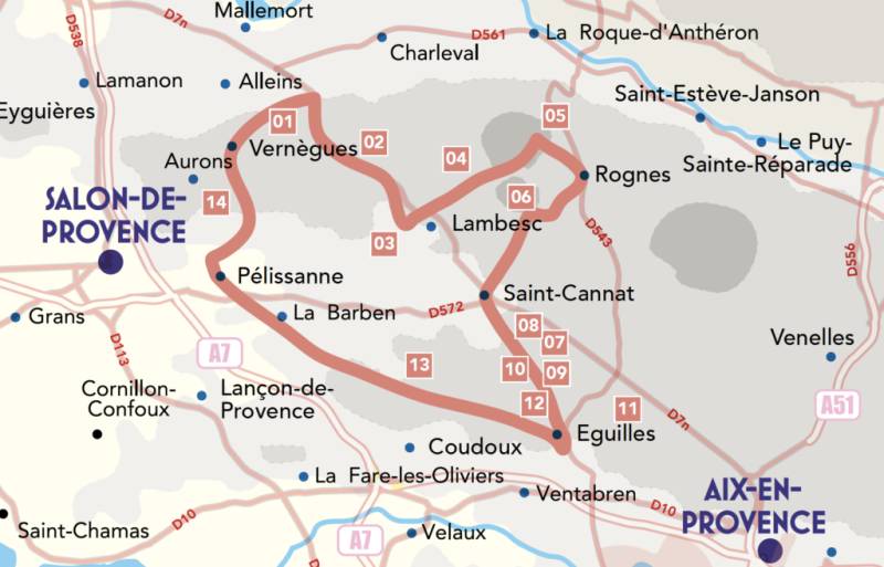 Randonnée : Le vignoble aixois, le vignoble des bastides - La plaine de la Touloubre