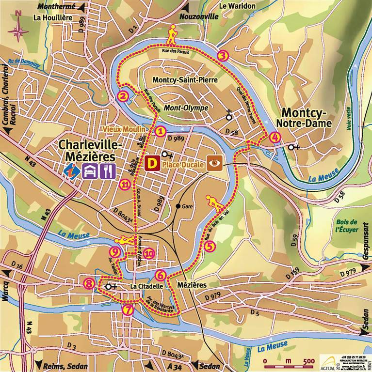 Randonnée : Balade à pied: Circuit urbain Charleville-Mézières